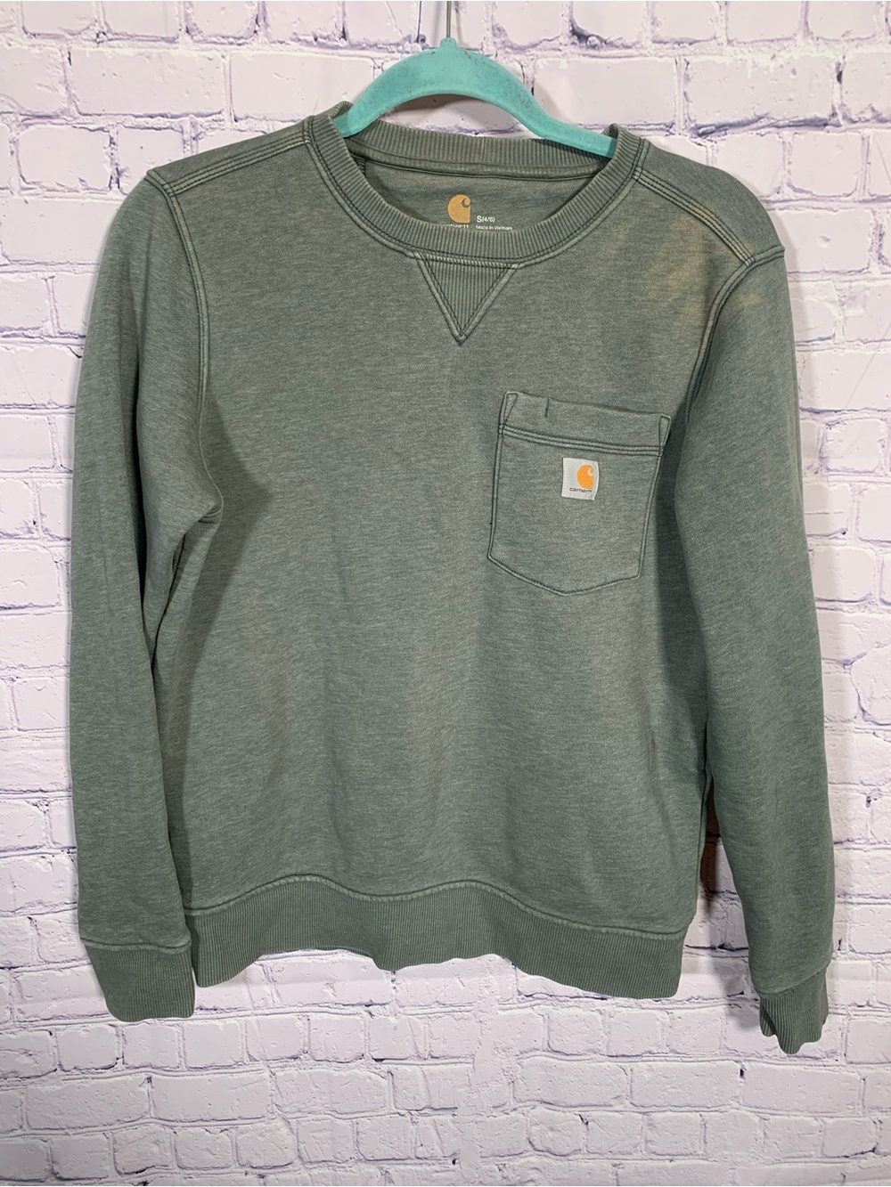 Carhartt Womens Relaxed Fit Crew Neck Sweatshirt Green Sz S Layer Outdoor Casual